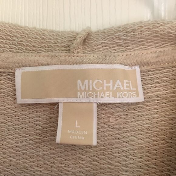 Michael Michael Kors Long Sleeve Hooded Shirt Beige Color Size Large - Picture 3 of 5